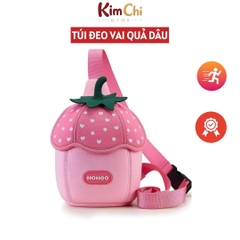 Túi đeo chéo, túi đeo vai trái dâu màu hồng Nohoo cho bé, túi mini dễ thương, nhẹ, phù hợp bé đi chơi hằng ngày NHK016-2