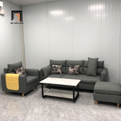 A2 Bộ ghế sofa phòng khách giá rẻ KT140 Colton vải nỉ bố xám đậm