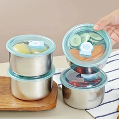Tô bát tròn inox 304 không gỉ kèm nắp hút chân không (THÙNG 300C)