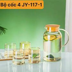 Bộ bình kèm 6 cốc thủy tinh sang trọng mã 111 có màu vàng ,đen hiện đại có hộp đựng làm quà tặng và nhiều mẫu đẹp