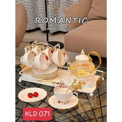 Bộ Ấm Chén Bếp Cốc Khay Trắng Ấm Thủy Tinh CC KLD 071 (THÙNG 8B)