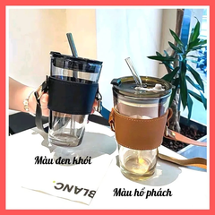 Cốc Bọc Da Có Dây Xách Kèm Ống Hút 500ml (THÙNG 58)