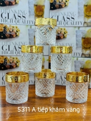 Bộ cốc thủy tinh khảm vàng