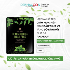 Mặt nạ dưỡng ẩm giảm sưng đỏ và se khít lỗ chân lông PAX MOLY Real Green Tea Mask Pack (Hộp 10 miếng)