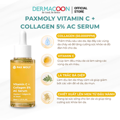 Tinh chất giúp dưỡng sáng và cải thiện độ đàn hồi da PAX MOLY Vitamin C + Collagen 5% AC Serum 50ml