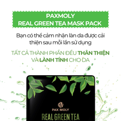 Mặt nạ trà xanh dưỡng ẩm dành cho da thâm mụn PAXMOLY Real Green Tea Mask Pack (5 Miếng)