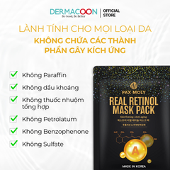 Mặt nạ dưỡng ẩm giúp tăng cường độ đàn hồi và giảm các dấu hiệu lão da PAX MOLY Real Retinol Mask Pack (Hộp 10 miếng)