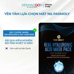Mặt nạ dưỡng ẩm giúp làm dịu da và cải thiện da khô ráp PAX MOLY Real Hyaluronic Acid Mask Pack (Hộp 10 miếng)