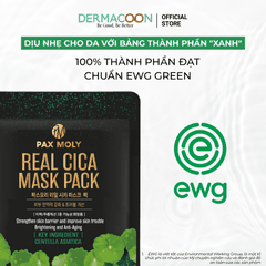 Miếng mặt nạ dưỡng ẩm giúp làm dịu, giảm kích ứng và cải thiện các vấn đề về da PAX MOLY Real Cica Mask Pack 5 Miếng