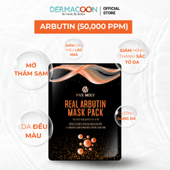 Mặt nạ dưỡng ẩm giúp dưỡng sáng và làm đều màu da PAX MOLY Real Arbutin Mask Pack (Hộp 10 miếng)