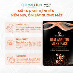 Mặt nạ dưỡng ẩm giúp dưỡng sáng và làm đều màu da PAX MOLY Real Arbutin Mask Pack (5 Miếng)