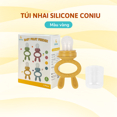 Túi Nhai Ăn Dặm, Núm Nhai Ăn Dặm Cho Bé Chống Hóc Coniu Gồm 3 Size Chất Liệu Silicone Mềm Mại (Hộp 01 Chiếc)