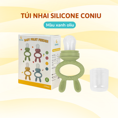 Túi Nhai Ăn Dặm, Núm Nhai Ăn Dặm Cho Bé Chống Hóc Coniu Gồm 3 Size Chất Liệu Silicone Mềm Mại (Hộp 01 Chiếc)