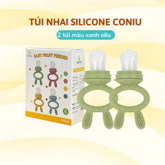 Túi Nhai Ăn Dặm, Núm Nhai Ăn Dặm Cho Bé Chống Hóc Coniu Gồm 3 Size Chất Liệu Silicone Mềm Mại (Hộp 01 Chiếc)