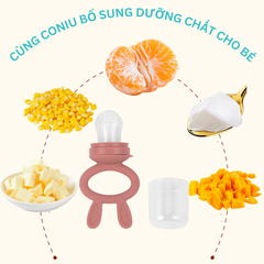 Túi Nhai Ăn Dặm, Núm Nhai Ăn Dặm Cho Bé Chống Hóc Coniu Gồm 3 Size Chất Liệu Silicone Mềm Mại (Hộp 01 Chiếc)