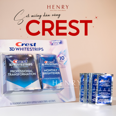 [CHÍNH HÃNG + GÓI LẺ] Miếng Dán Trắng Răng Crest 3D Whitestrips Professional Transformation & Monthly Brightener – Trắng Sáng Chuẩn Nha Khoa Tại Nhà