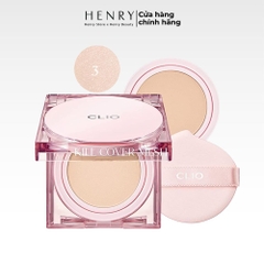 Cushion Clio Kill Cover Mesh Glow SPF50+, PA++++ #2BP Lingerie, #3BY Linen (Vuông Hồng, kèm 1 lõi))