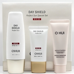 Set Kem Chống Nắng OHUI Shield Perfect Sun Special Set Red 3 Món Bảo Vệ Da, Dưỡng Ẩm Mịn Màng