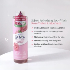 Sữa tắm tẩy tế bào chết ST.Ives Rose Water & Aloe Vera 650ml