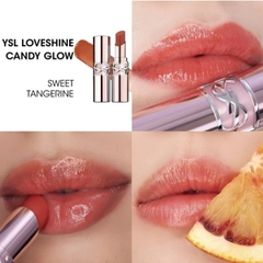 Son Dưỡng YSL Loveshine Candy Glow #12B Sweet Tangerine 3.1g – Hồng Đào Ánh Cam Tươi Tắn, Môi Căng Bóng Tự Nhiên