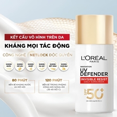 Kem Chống Nắng L'Oréal Paris X20 UV Defender Serum Invisible Fluid SPF50+ PA++++ 50ml – Chống Nắng Phổ Rộng, Mỏng Nhẹ Như Serum