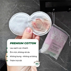 Bông Tẩy Trang Senademar 225 Miếng, Sợi Bông Tự Nhiên, Siêu Mềm Mịn & Không Xơ Bông