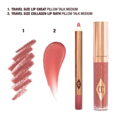 Set Son Bóng & Chì Kẻ Môi Charlotte Tilbury Mini Pillow Talk Glossy Lip Kit (Gồm 3 Phiên Bản: Original / Medium / Fair)