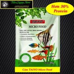 Cám TAIYO Micro Food đến từ Ấn Độ, Thức Ăn Chuyên Dùng Cho Cá Cảnh Nhỏ, Giá Rẻ và Hàm Lượng Dinh Dưỡng Cao (gói 20gram)