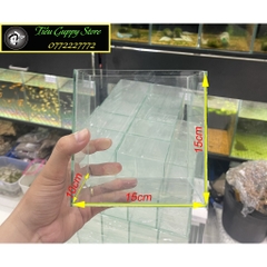 Hồ kính nuôi Betta, Keo Betta KT 15x10x15cm - kính 3 li dán giấu keo