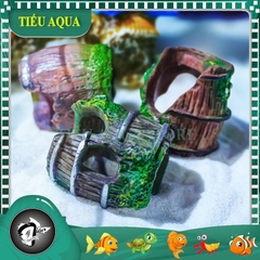 Mô Hình Thùng Gỗ Nhỏ Trang Trí Bể Cá, Tiểu Cảnh, Terrarium, Hòn Non Bộ