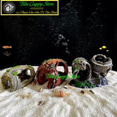 Mô Hình Thùng Gỗ Bể - Trang trí Hồ Cá, Tạo tiểu cảnh, Hang ẩn nấp, trú ẩn cho cá cảnh