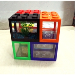 Hồ Cá Lego - Hộp Nhựa Lắp Ráp Có Thể Trang Trí Bàn Học, Bàn Làm Việc
