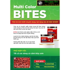 Cám Multibio Multi Color Bites | Thức Ăn Tăng Trọng Chuyên Dụng Cho Mọi Loại Cá, Hạt hình dạng Trùng huyết