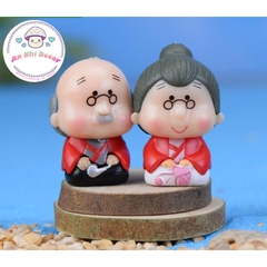 Mô Hình Cặp Đôi Ông Bà Nhật Bản (ZC-246) - Tiểu Cảnh Trang Trí Chậu Sen đá, Hồ Cá, Bonsai, Terrarium