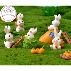 Mô Hình Thiên Đường Thỏ (ZC-493) - Tiểu Cảnh Trang Trí Chậu Sen đá, Hồ Cá, Bonsai, Terrarium