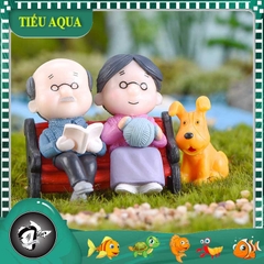 Phụ Kiện Tiểu Cảnh - Cặp Đôi Ông Bà Ngồi Ghế (ZC-822) - Tiểu Cảnh Trang Trí Chậu Sen đá, Hồ Cá, Bonsai, Terrarium