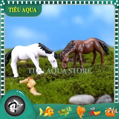Mô Hình Ngựa Ăn Cỏ Trên Đồng Trang Trí Tiểu Cảnh, Terrarium, Bể cá Thủy Sinh (ZC-569)