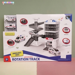 CLM559-55  HỘP ĐƯỜNG RAY BÃI ĐẬU XE CỨU THƯƠNG PIN NÚT ĐÈN + 2C XE CỨU THƯƠNG SẮT TRỚN