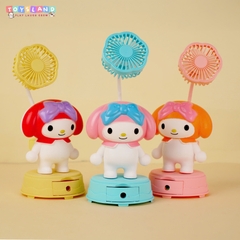 BJJ248-1  HỘP QUẠT PIN SANRIO + SẠC USB ĐỦ MẪU - ĐỎ