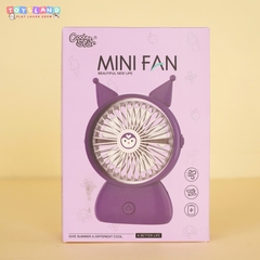 677-21  HỘP QUẠT BÀN PIN TAI MÈO + SẠC USB - TÍM ĐẬM