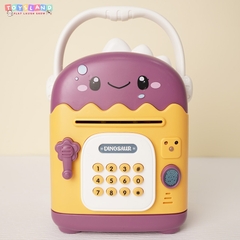 7806A HỘP MÁY RÚT TIỀN ATM PIN KHỦNG LONG ĐEO HEADPHONE (VÂN TAY) Dinosaur 7806-A - XANH LÁ