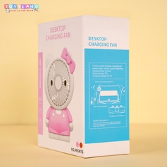 HR2476  HỘP QUẠT PIN KITTY + SẠC USB - HỒNG