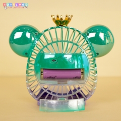 677-7F  HỘP QUẠT PIN ĐẦU GẤU BEARBRICK + SẠC USB - XANH LÁ