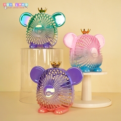 677-7F  HỘP QUẠT PIN ĐẦU GẤU BEARBRICK + SẠC USB - HỒNG