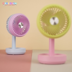 677-40C  HỘP QUẠT PIN + SẠC USB ĐỦ MẪU - XANH HỒNG