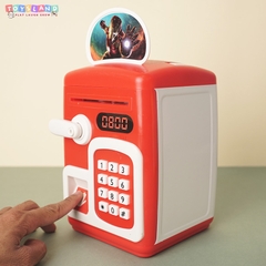 YHD3002  HỘP MÁY RÚT TIỀN ATM PIN DOREMON, MÈO KITTY (VÂN TAY)   YHD-3002 - IRON MAN