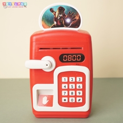 YHD3002  HỘP MÁY RÚT TIỀN ATM PIN DOREMON, MÈO KITTY (VÂN TAY)   YHD-3002 - IRON MAN