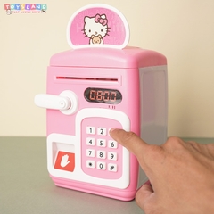 YHD3002  HỘP MÁY RÚT TIỀN ATM PIN DOREMON, MÈO KITTY (VÂN TAY)   YHD-3002 - KITTY