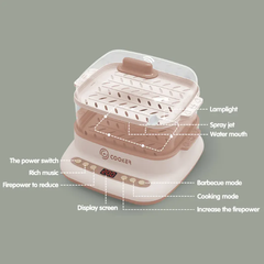 HJ183 HỘP BẾP NỒI HẤP BÁNH DIMSUM PIN KHÓI 32 MIẾNG Steam bain marie - HỒNG