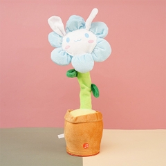45160  TÚI BÔNG HOA SANRIO NHỒI BÔNG PIN NHẠI TIẾNG + SẠC USB (OPP) - XANH